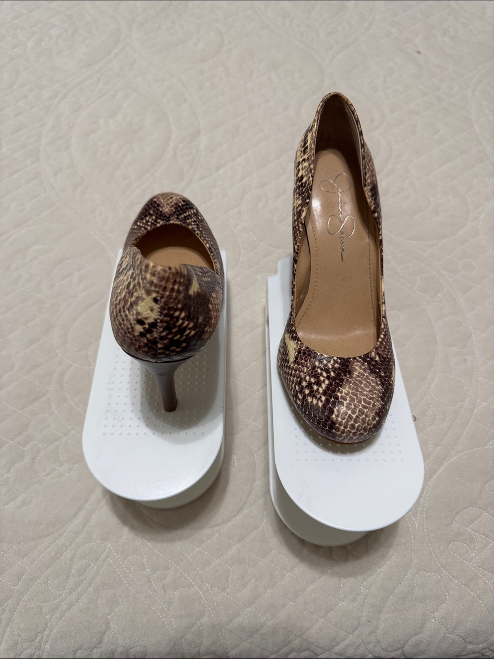 Jessica Simpson Brown Snake-Print High Heel Pumps
